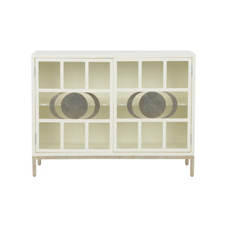 Ficino Bookshelf - White with Moon Phase Glass Detailing