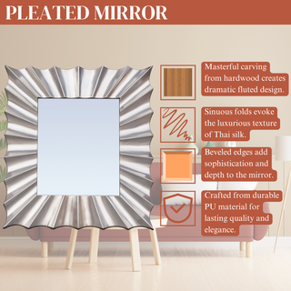 Pleated Elegance Wall Mirror - Unique Design with Textured Pleats for Chic and Distinctive Home Decor