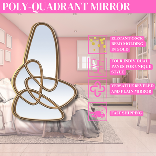 Poly-Quadrant Mirror -Contemporary Elegance with Four Gold-Framed Mirrored Panes