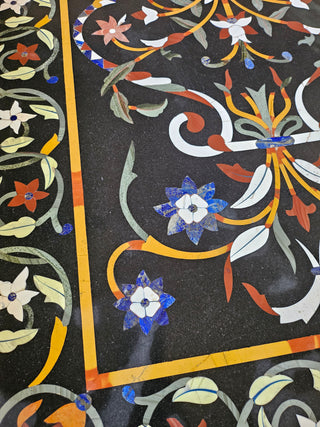 Custom  Mosaic Marble Table Top with Floral Inlay-Gently Used