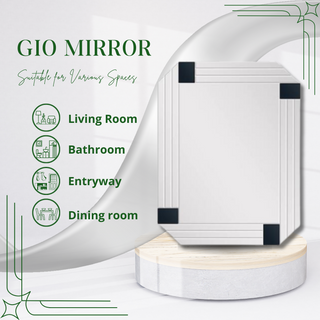 Gio Mirror - Modern Beveled Mirror with Black - Edged Insets - Clean Lines Mirror