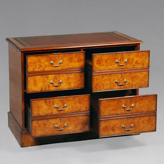 JANSEN DOUBLE FILING CABINET BURL LEATHER TOP