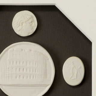 The Grand Tour Intaglios – Charcoal Background Intaglios in Gold Leaf Frame with Glass