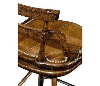 OAK BARSTOOL W/STUDDED LEATHER SEAT ( 494315-SC-TDO )