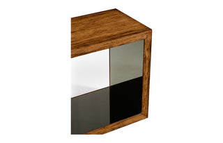 Argentinian walnut & black glass side table