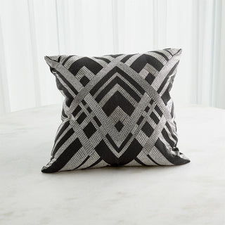 WOVEN LINE PILLOW-BLACK & SILVER-Sale