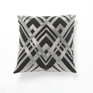 WOVEN LINE PILLOW-BLACK & SILVER-Sale