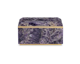 Maitland Smith Large Amethyst Decorative Box with Brass Trim