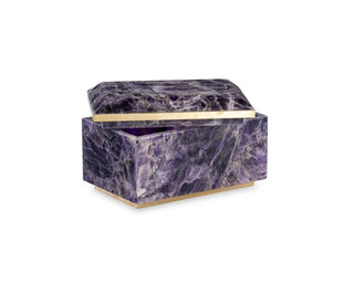 Maitland Smith Small Amethyst Decorative Box with Brass Trim