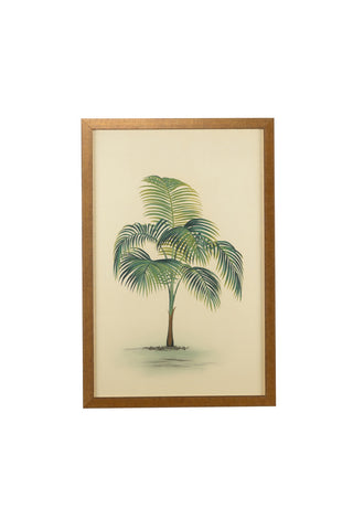Palm I & II – Hand-Painted Watercolor on Silk in Scratched Gold Frame with Glass