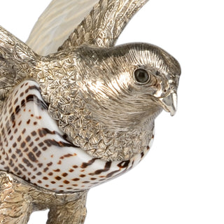 Falcon Sculpture with Silver Plated Brass & Kabibi Shell Accents