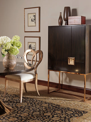 Artistica Home Casanova Bar Cabinet – Contemporary Ebony Veneers with Brass Detailing