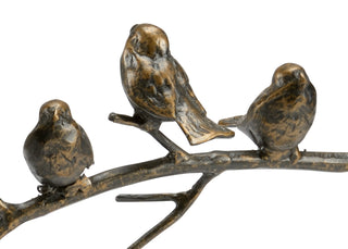 Aveline Sculpture – 25” Wide Cast Iron Bird Sculpture with Bronze Finish on Iron Slab Base