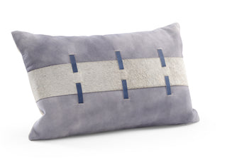Acoma Pillow – Gray Suede & Hair-on-Hide Accent Pillow with Blue Suede Lacing