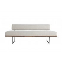 Tuck Bench Bone Linen Upholstery Architectural Design with Steel Legs Ray Booth