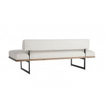Tuck Bench Bone Linen Upholstery Architectural Design with Steel Legs Ray Booth