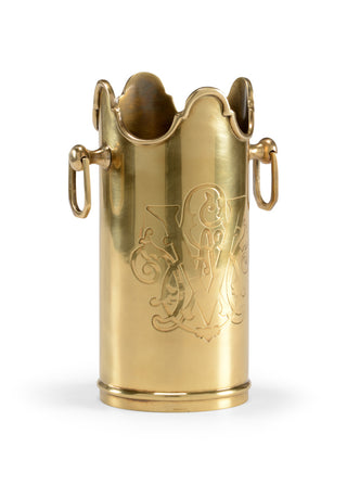 Vanderbilt Wine Chiller – 9.5” Hand-Detailed Antique Brass Ice Bucket with George W. Vanderbilt Monogram