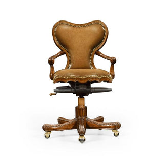 Jonathan Charles Office Chair Georgian in Chestnut Leather