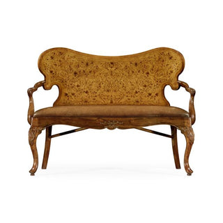 Jonathan Charles Seaweed Marquetry Leather Loveseat