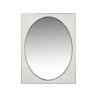 Addie Mirror by Shayla Copas – Gold & White Faux Croc Leather Wall Mirror, 45.5”