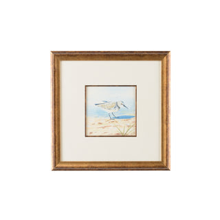 Sand Piper Collection – Hand-Painted Watercolor Art with Antique Gold Frame, White Mat, and Glass