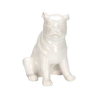 Standing Pug Porcelain Figurine – White Glazed Ceramic Decor