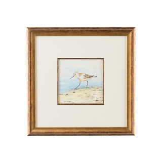 Sand Piper Collection – Hand-Painted Watercolor Art with Antique Gold Frame, White Mat, and Glass