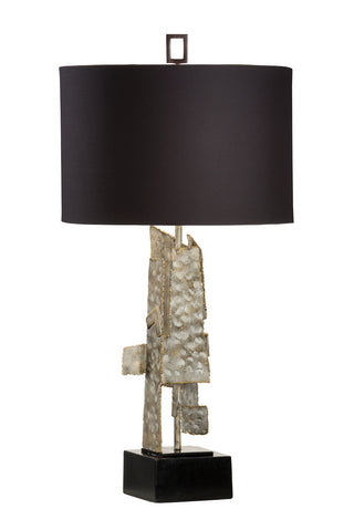Wildwood Kahn Lamp – Industrial Modern Table Lamp in Spotted White Wash Steel