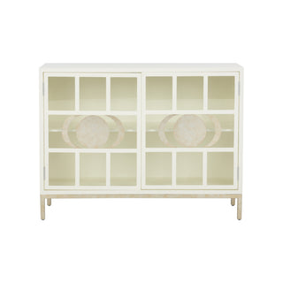 Ficino Bookshelf - White with Moon Phase Glass Detailing