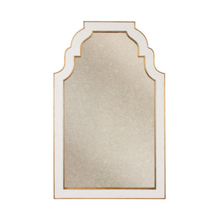 Radison Mirror - Antique White with Gold Leaf Edges and Antiqued Mirror