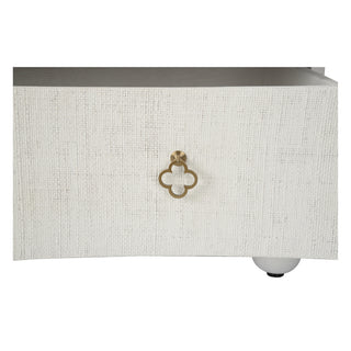 Maxwell Chest - 5-Drawer Storage with White Raffia and Antique Brass Hardware