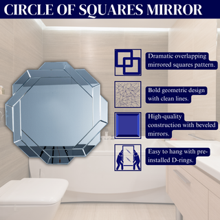 Circle of Squares Mirror - Bold Geometric Masterpiece with Hand -Mirrored Panes