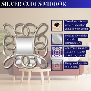 Silver Spiral Wall Mirror - Modern Reflection with a Twist for Stylish Home Decor