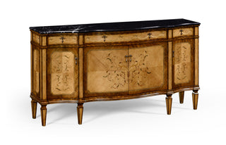 Satinwood serpentine sideboard with floral inlay 494655-SAL