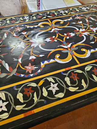 Custom  Mosaic Marble Table Top with Floral Inlay-Gently Used