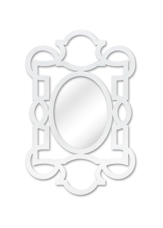 Tracery Mirror – 59 Inch Elegant White Metal Wall Mirror with Soft Curved Frame