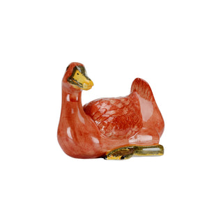 Vibrant Orange Ceramic Duck Decorative Accent