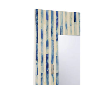 Cambridge Mirror - Tall Blue and White Bone Inlay Mirror with Intricate Hand-Cut Frame