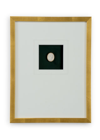 Intaglio In Gold – Deep Green Background Intaglios in Gold Leaf Frame with White Mat