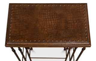 Croc Leather Nesting Tables, Set/3 [25953]