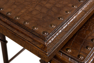 Croc Leather Nesting Tables, Set/3 [25953]