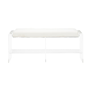 Renee Acrylic Long Bench – Modern Seating with Off-White Upholstery