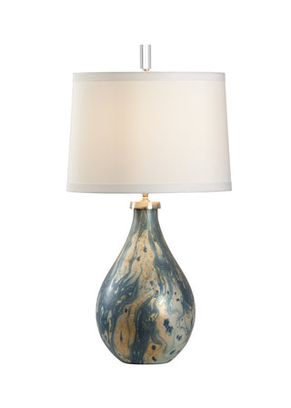 Wildwood Marianna Lamp – Artistic Silver & Teal Swirled Glass Table Lamp