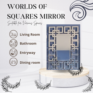 Worlds of Squares Reflection - Wall Mirror with Geometric Intricacy for Modern Home Decor