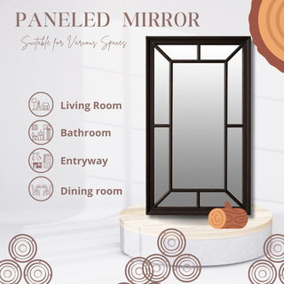 Modern Paneled Mirror - Multi-Bevel Design with Clear Plain Mirrors