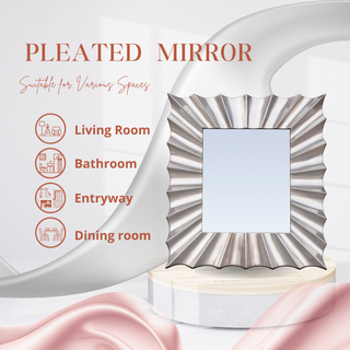 Pleated Elegance Wall Mirror - Unique Design with Textured Pleats for Chic and Distinctive Home Decor