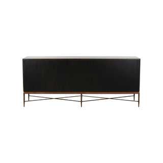 Williams Console - Swirl Rope Doors, White/Black Grass Cloth & Antique Gold/Brushed Nickel, Modern Cabinet