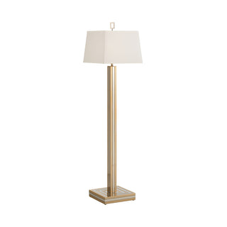 Gold Dust Floor Lamp – Polished Brass and Nickel Finish with Off-White Silkette Shade, 63” Tall Transitional Lighting with 3-Way Switch – Elegant Accent for Living Room or Bedroom