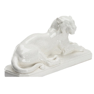 Elegant White Lions Decorative Pair – Handcrafted Ceramic Statues with Crackled White Glaze Finish