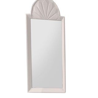 Waldorf Mirror - Tall White Plaster Beveled Mirror with Elegant Shell Emblem